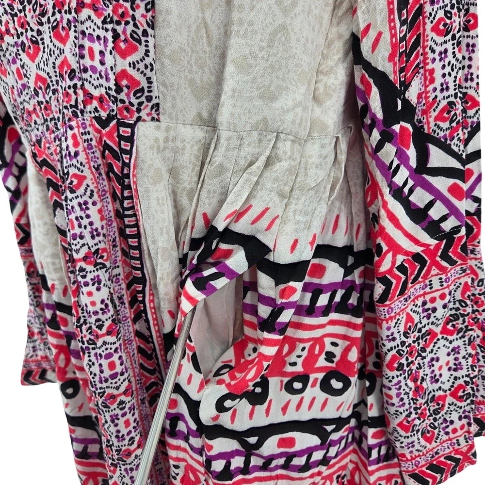 Free People Tegan Border Print‎ Mini Dress Boho Festival Indie Flowy 10